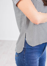 Load image into Gallery viewer, Sophia Black &amp; White Stripe T-Shirt