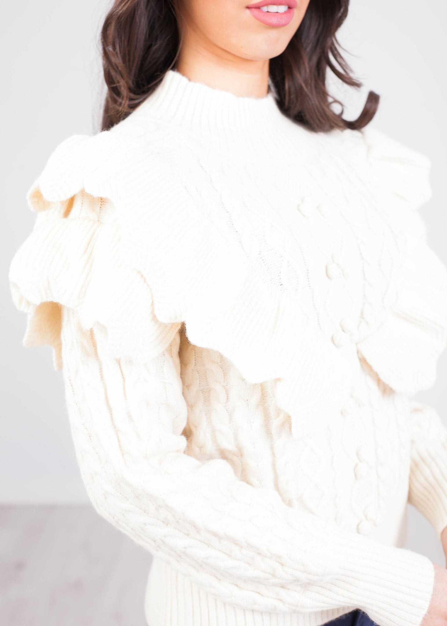 Alice Beige Frill Jumper - The Walk in Wardrobe