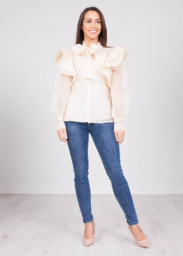 Alice Beige Sheer Blouse - The Walk in Wardrobe
