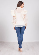 Load image into Gallery viewer, Alice Beige Sheer Blouse - The Walk in Wardrobe
