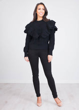 Load image into Gallery viewer, Alice Black Frill Jumper - The Walk in Wardrobe