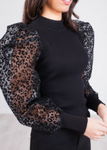 Load image into Gallery viewer, Alice Black Leopard Puff Sleeve Knit - The Walk in Wardrobe