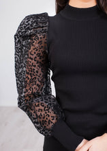 Load image into Gallery viewer, Alice Black Leopard Puff Sleeve Knit - The Walk in Wardrobe