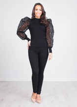 Load image into Gallery viewer, Alice Black Leopard Puff Sleeve Knit - The Walk in Wardrobe