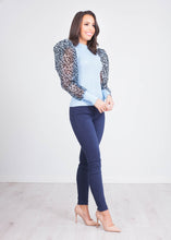 Load image into Gallery viewer, Alice Blue Leopard Puff Sleeve Top - The Walk in Wardrobe