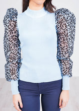 Load image into Gallery viewer, Alice Blue Leopard Puff Sleeve Top - The Walk in Wardrobe