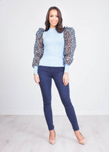 Load image into Gallery viewer, Alice Blue Leopard Puff Sleeve Top - The Walk in Wardrobe