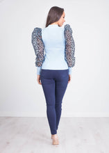 Load image into Gallery viewer, Alice Blue Leopard Puff Sleeve Top - The Walk in Wardrobe