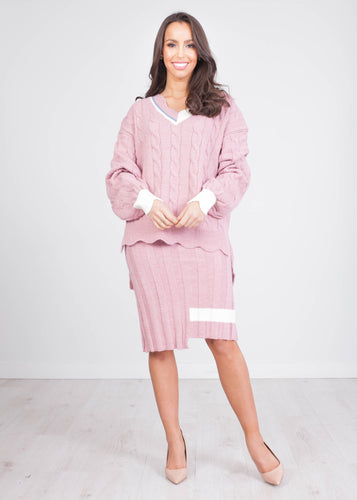 Alice Blush Cable Knit Two Piece - The Walk in Wardrobe