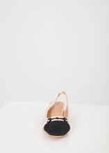 Load image into Gallery viewer, Alice Cream &amp; Black Slingbacks - The Walk in Wardrobe