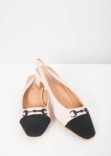 Load image into Gallery viewer, Alice Cream &amp; Black Slingbacks - The Walk in Wardrobe