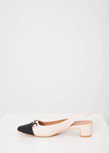 Load image into Gallery viewer, Alice Cream &amp; Black Slingbacks - The Walk in Wardrobe