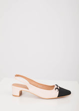 Load image into Gallery viewer, Alice Cream &amp; Black Slingbacks - The Walk in Wardrobe