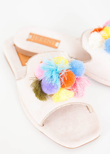 Alice Cream Pom Pom Flats - The Walk in Wardrobe