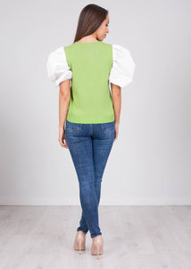Alice Green Puff Sleeve Jumper - The Walk in Wardrobe