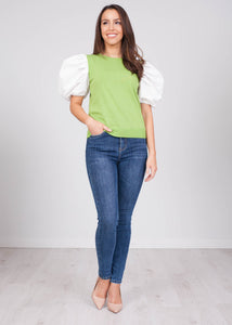 Alice Green Puff Sleeve Jumper - The Walk in Wardrobe