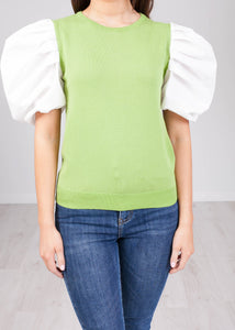 Alice Green Puff Sleeve Jumper - The Walk in Wardrobe