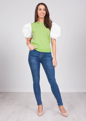 Alice Green Puff Sleeve Jumper - The Walk in Wardrobe