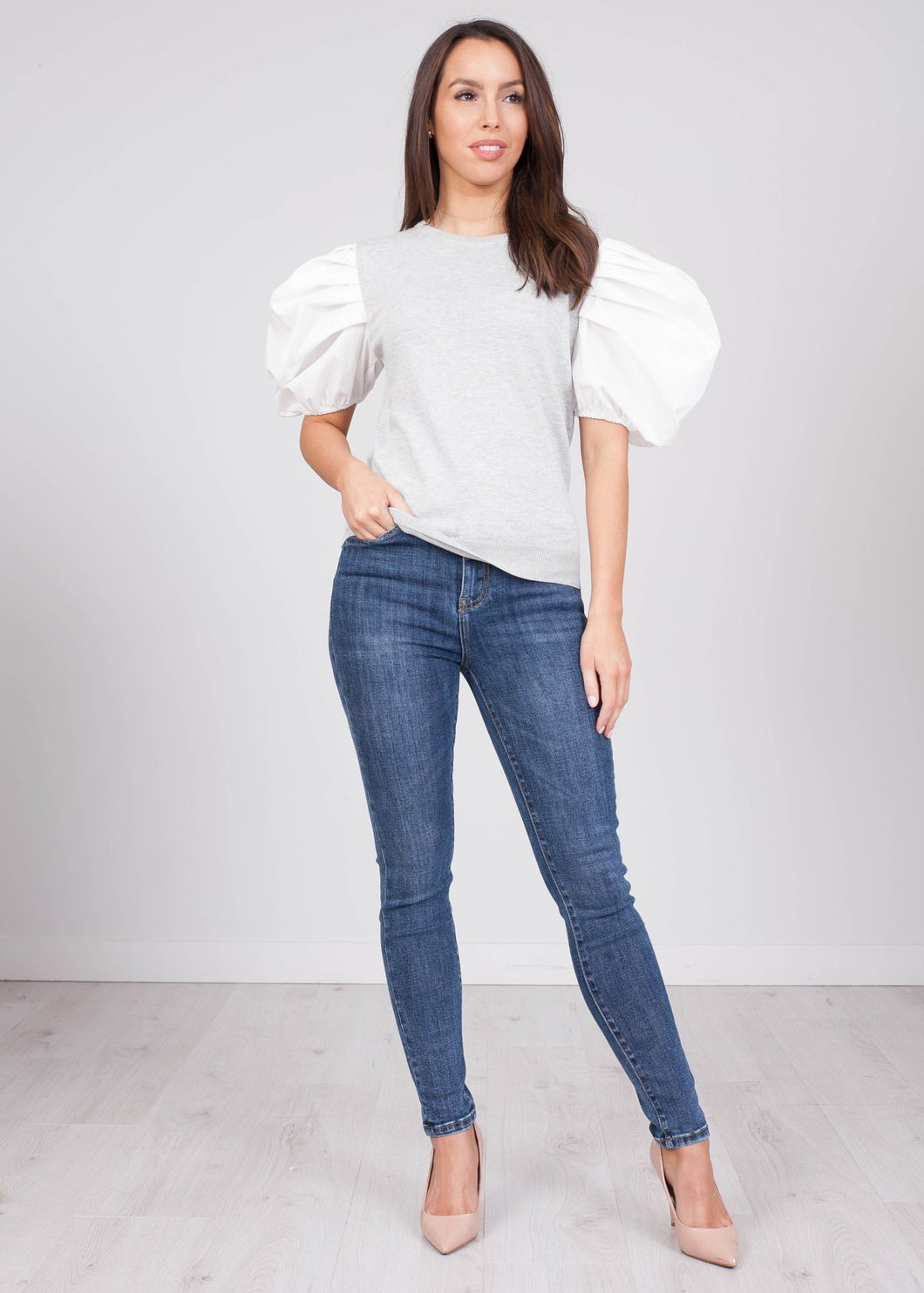 Alice Grey Puff Sleeve Jumper - The Walk in Wardrobe