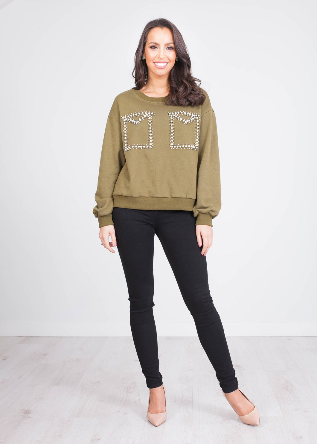 Alice Khaki Sweatshirt - The Walk in Wardrobe