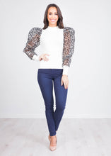 Load image into Gallery viewer, Alice White Leopard Puff Sleeve Top - The Walk in Wardrobe