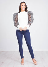 Load image into Gallery viewer, Alice White Leopard Puff Sleeve Top - The Walk in Wardrobe