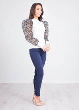 Load image into Gallery viewer, Alice White Leopard Puff Sleeve Top - The Walk in Wardrobe