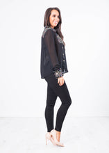 Load image into Gallery viewer, Aliyah Black Tweed Sheer Blouse - The Walk in Wardrobe