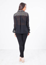 Load image into Gallery viewer, Aliyah Black Tweed Sheer Blouse - The Walk in Wardrobe