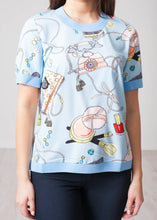 Load image into Gallery viewer, Aliyah Blue Printed Top - The Walk in Wardrobe
