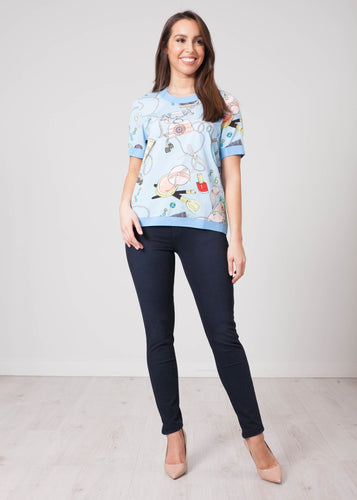 Aliyah Blue Printed Top - The Walk in Wardrobe