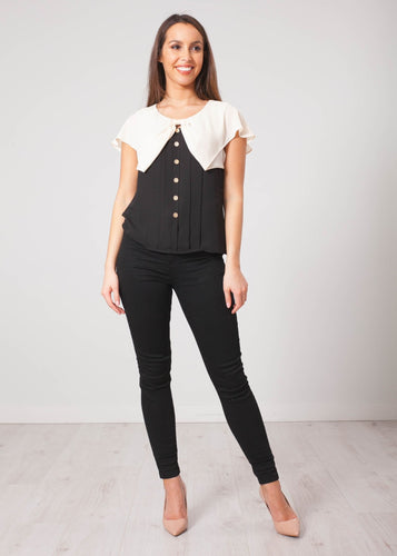Aliyah Cream & Black Blouse - The Walk in Wardrobe