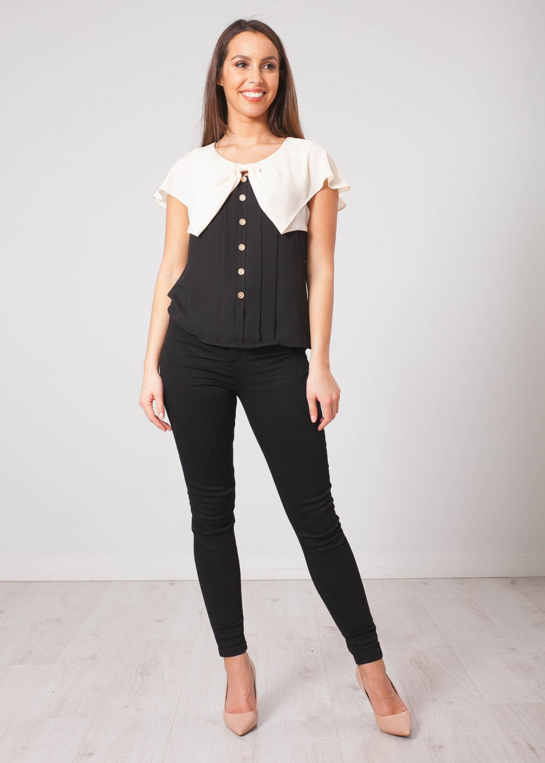 Aliyah Cream & Black Blouse - The Walk in Wardrobe