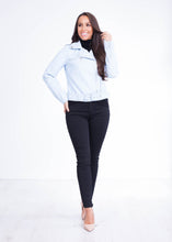 Load image into Gallery viewer, Arabella Baby Blue Faux Leather Jacket - The Walk in Wardrobe