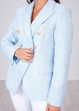 Load image into Gallery viewer, Arabella Blue Tweed Blazer - The Walk in Wardrobe