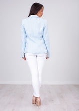 Load image into Gallery viewer, Arabella Blue Tweed Blazer - The Walk in Wardrobe