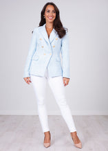 Load image into Gallery viewer, Arabella Blue Tweed Blazer - The Walk in Wardrobe