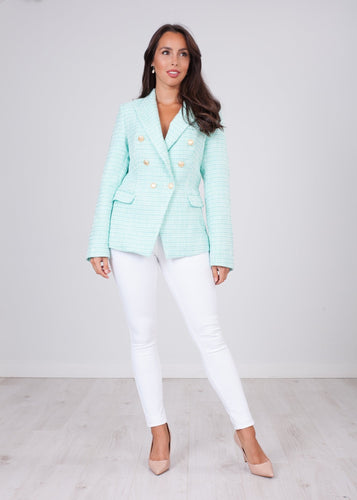 Arabella Mint Tweed Blazer - The Walk in Wardrobe