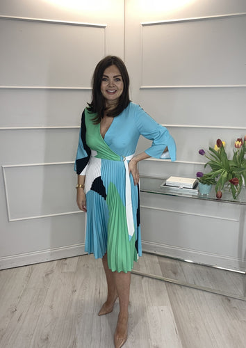 Cara Block Colour Wrap Dress - The Walk in Wardrobe