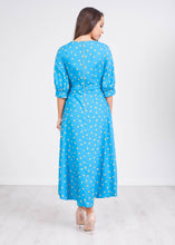 Load image into Gallery viewer, Cara Blue Polka Dot Wrap Dress - The Walk in Wardrobe