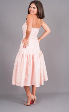 Load image into Gallery viewer, Carla Pink Rose Drop Hem Peplum Dress - The Walk in Wardrobe