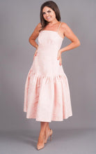 Load image into Gallery viewer, Carla Pink Rose Drop Hem Peplum Dress - The Walk in Wardrobe