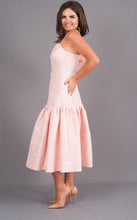 Load image into Gallery viewer, Carla Pink Rose Drop Hem Peplum Dress - The Walk in Wardrobe