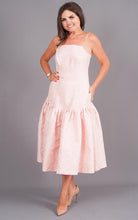 Load image into Gallery viewer, Carla Pink Rose Drop Hem Peplum Dress - The Walk in Wardrobe