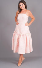 Load image into Gallery viewer, Carla Pink Rose Drop Hem Peplum Dress - The Walk in Wardrobe