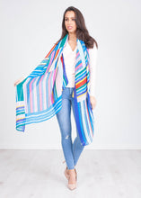 Load image into Gallery viewer, Carly Blue Pattern Scarf - The Walk in Wardrobe