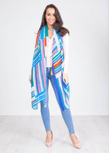Load image into Gallery viewer, Carly Blue Pattern Scarf - The Walk in Wardrobe