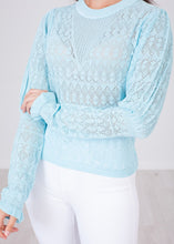 Load image into Gallery viewer, Cherie Baby Blue Lace Top - The Walk in Wardrobe