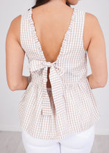 Load image into Gallery viewer, Cherie Beige Gingham Top - The Walk in Wardrobe