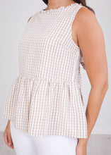 Load image into Gallery viewer, Cherie Beige Gingham Top - The Walk in Wardrobe
